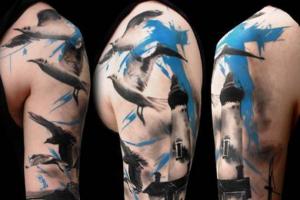 Tatuaje de gaviota en el brazo.  El significado de la palabra "gaviota".  ¿Cuál es el mejor lugar para hacerse un tatuaje?
